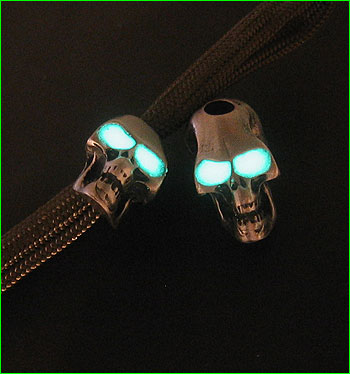 Night Stalker Skull Bead for Paracord w/Glow In The Dark Eyes